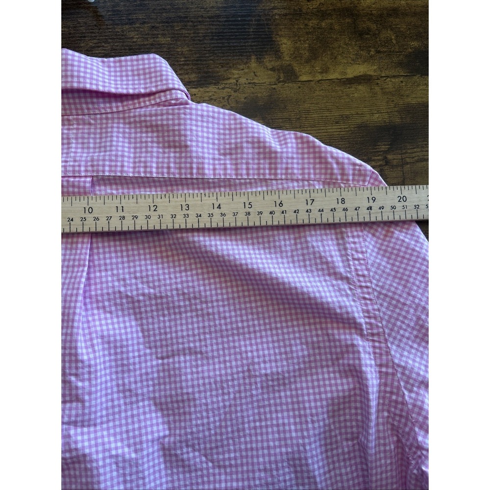 Ralph Lauren Men's XL Pink Gingham Shirt Green Pony Cotton Long Sleeve - Picture 8 of 9